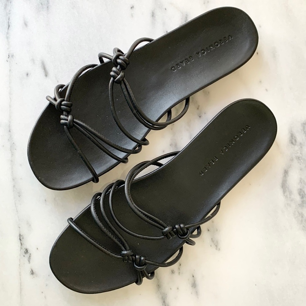Veronica Beard Eda Black Leather Sandal
